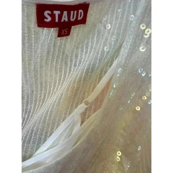 STAUD Womens Sequin Embellished Maxi Dress White Sz. XS - Picture 8 of 8